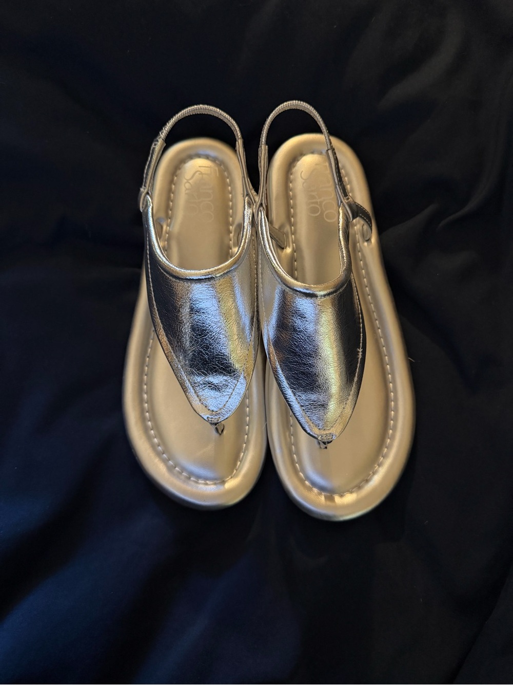 Franco  Sarto Metallic Silver Slingback Thong Sandals